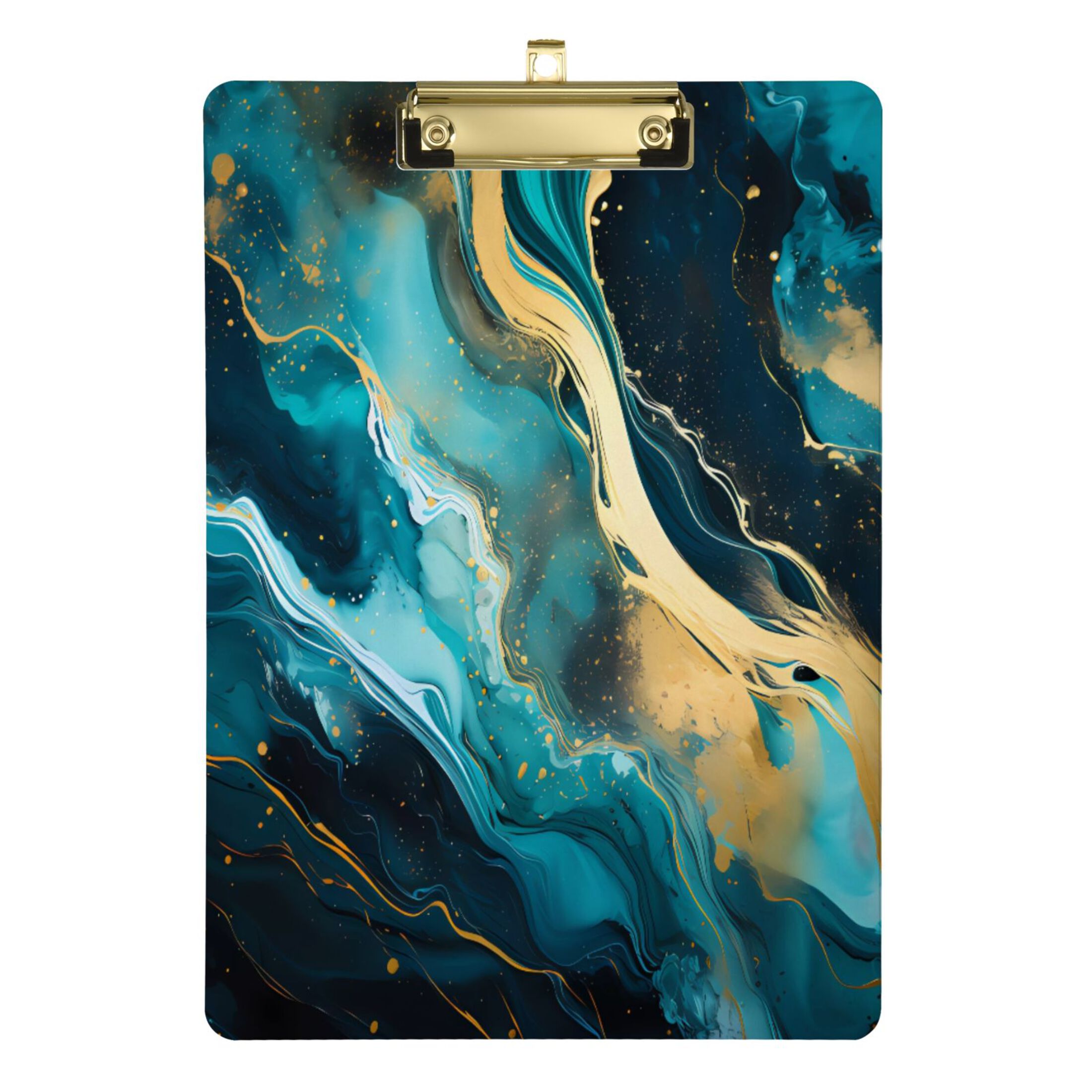 Acrylic Clipboards Green Marble and Golden A4 Standard Size Clipboard