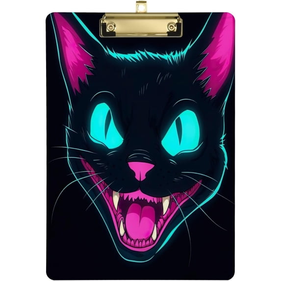 Acrylic Clipboards with Low Profile Clip, A4 Standard Size 9" x 12.5" File Holder for Writing Drawing, Clip Boards for Doctors Offices, Black Cat Gifts