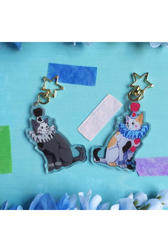 Acrylic Clown Cat Keychain