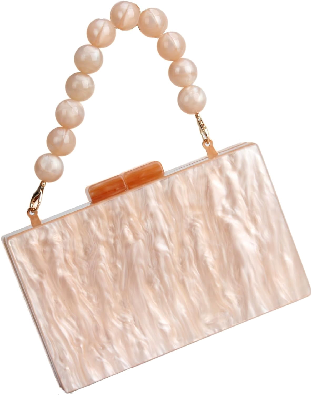 YYW Acrylic Seashell Clutch Purse - Marble Champagne Evening Bag For Weddings & Parties