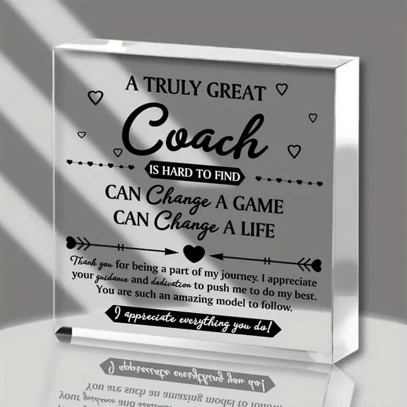 Acrylic Coach Appreciation Tribute Decorative Plaque - Heartfelt Thank You Gift Coaches Decor Baseball Basketball Soccer & Hockey Coaches - Thank You Gift Idea Perfect Office Gift Coachs Keepsake