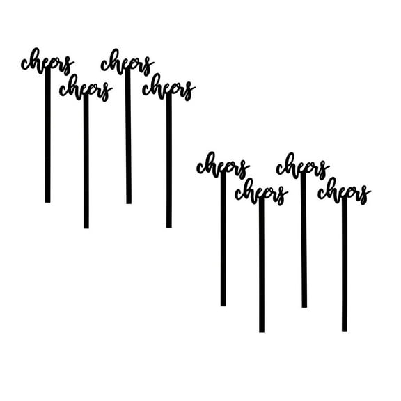 Acrylic Cocktail Stir Sticks, 8 Individual Swizzle Sticks with Fun Design, 6.5" Long, Cheers R1673