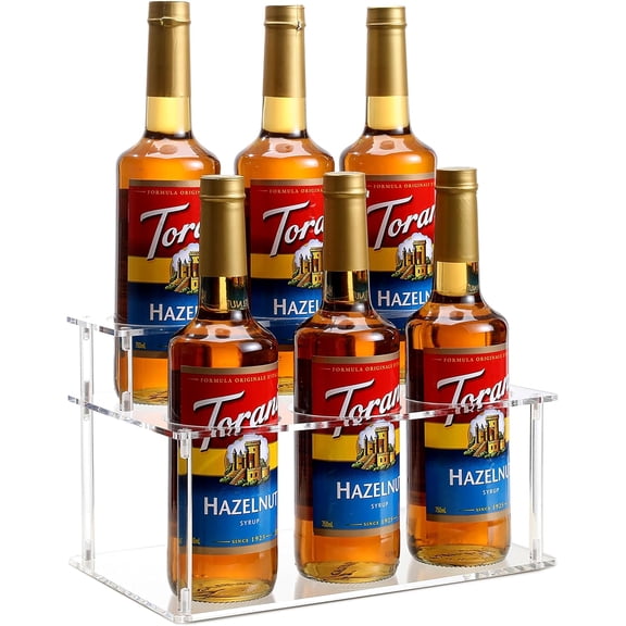 Acrylic Coffee Syrup Rack (6 Bottle Capacity),Syrup Bottle Holder Stand for Coffee Bar,Kitchen.Small Wine Rack for Bar,Family,Storage for Syrup,Wine,Condiments(Transparent)