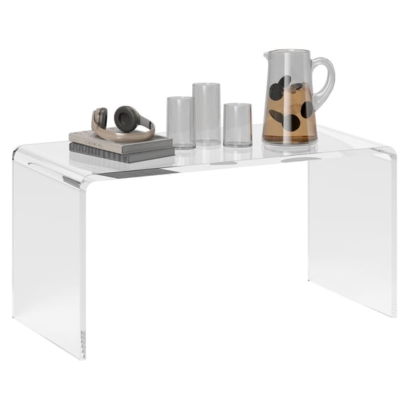 Acrylic Coffee Table 32 Inch, Modern Waterfall Center Table Clear, Living Room Coffee Table 0.6 Thick, No Assembly Required, Rectangle Acrylic Side Table