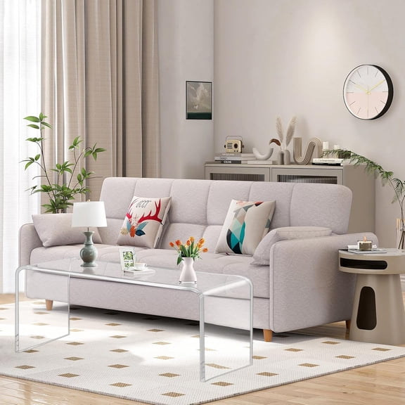 Acrylic Coffee Table,35.5" L*17.8" W *13.8" H, 4/5"(20mm) Thick Lucite Center Table with Round Edges,Rectangle Clear Coffee Table Acrylic Furniture for Living Room, Bedroom