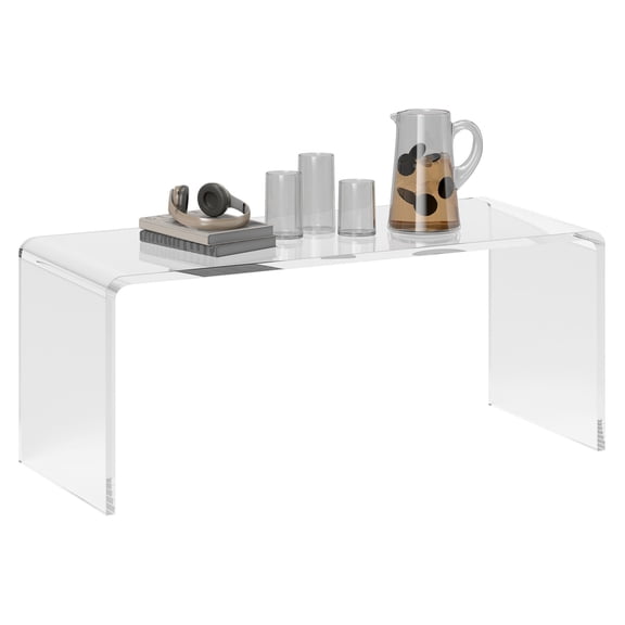 Acrylic Coffee Table 39" Waterfall Design, Clear Rectangular Living Room Table, Modern Minimalist Tea Table, Sturdy Acrylic Construction