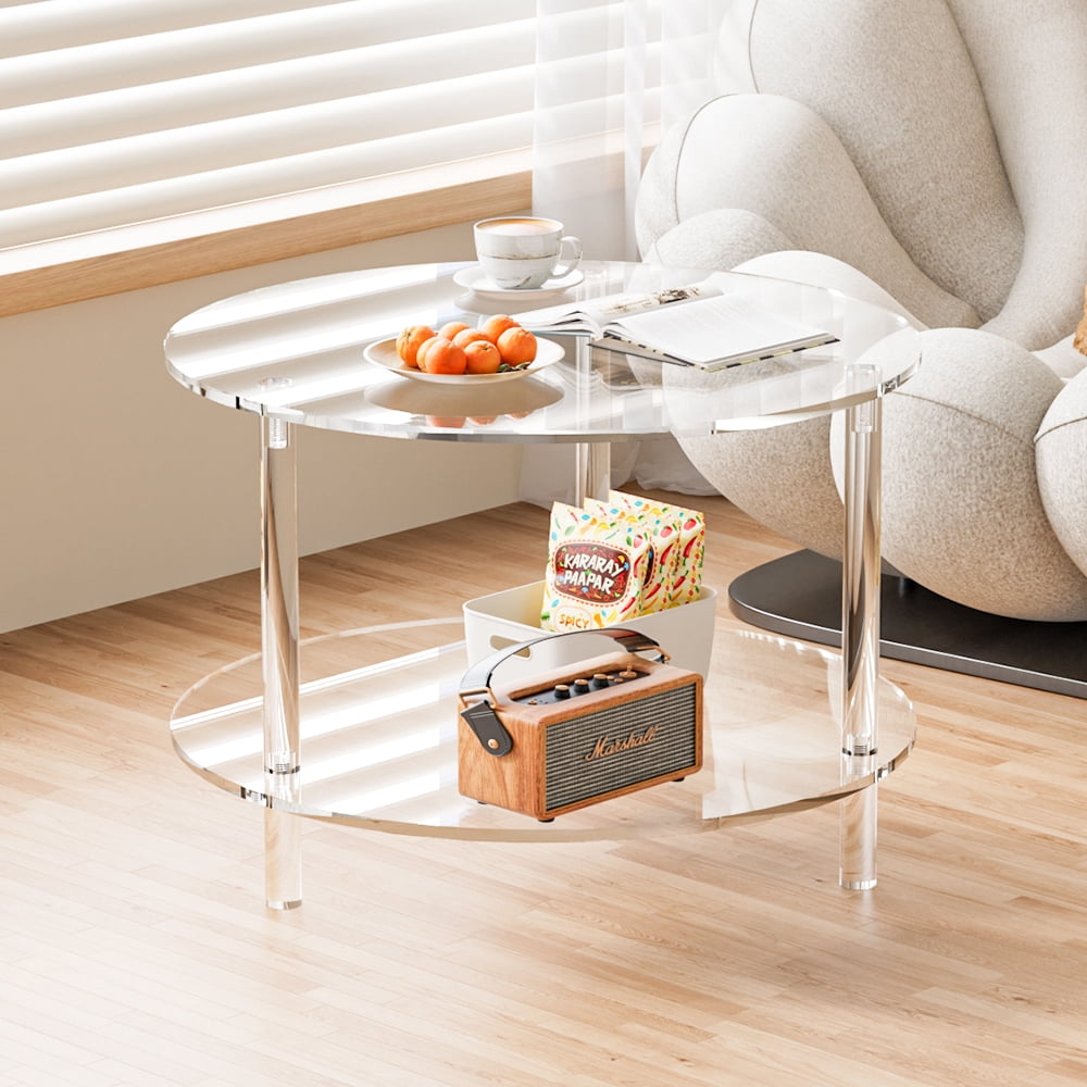 Acrylic Coffee Table, Acrylic Round Coffee Table for Living Room, Round ...