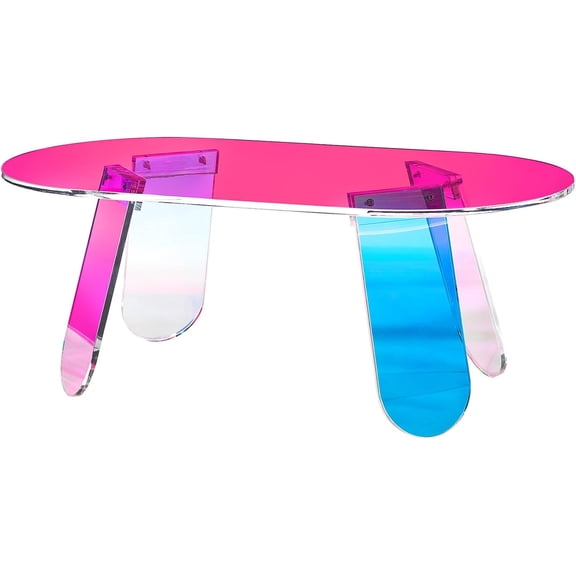 Acrylic Coffee Table, Iridescent Acrylic End Table, 13.8 inch high Colorful Acrylic Side Table - Ideal for Serving Coffee, Drinks, Food, and Snacks in The Living Room, Courtyard, or Terrace