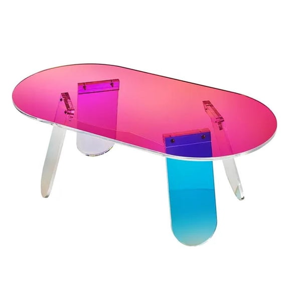 Acrylic Coffee Table, Iridescent Acrylic End Table, Colorful Acrylic Side Table for Living Room, Courtyard, Terrace