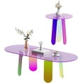 thumbnail image 1 of Acrylic Coffee Table Set of 2, 17.7" and 47.2" Extra Long Iridescent Table with PVC Mat, Coffee Table for Living Room, Oval Modern Lucite End Table, 1 of 14