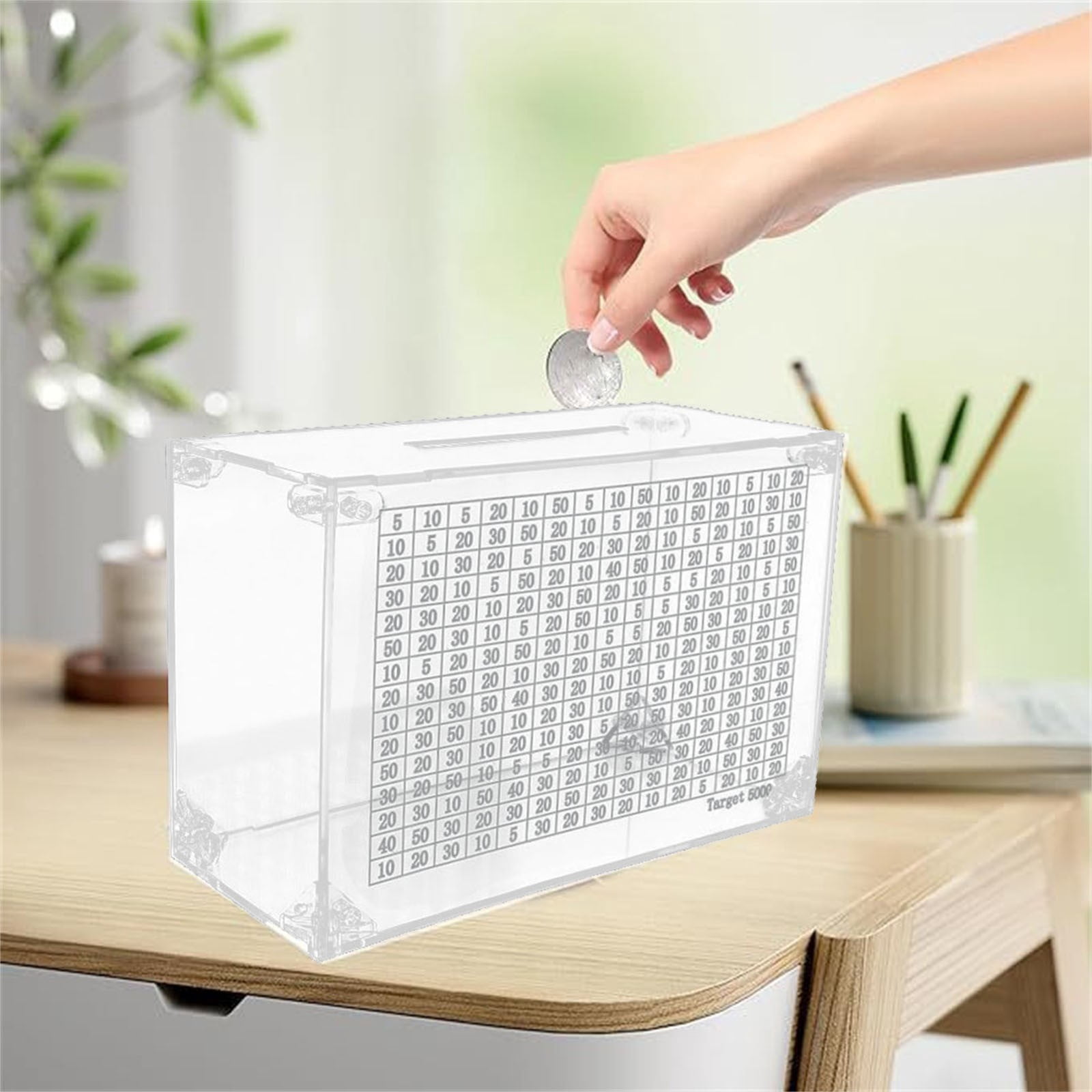 Acrylic Coin Bank Piggy Bank and Adults Desktop Cash Saving Jar Mini ...