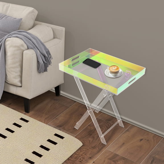 Acrylic Colorful 50x35x60cm Folding Table Coffee Table With Handle Simple Sofa Small Side Table