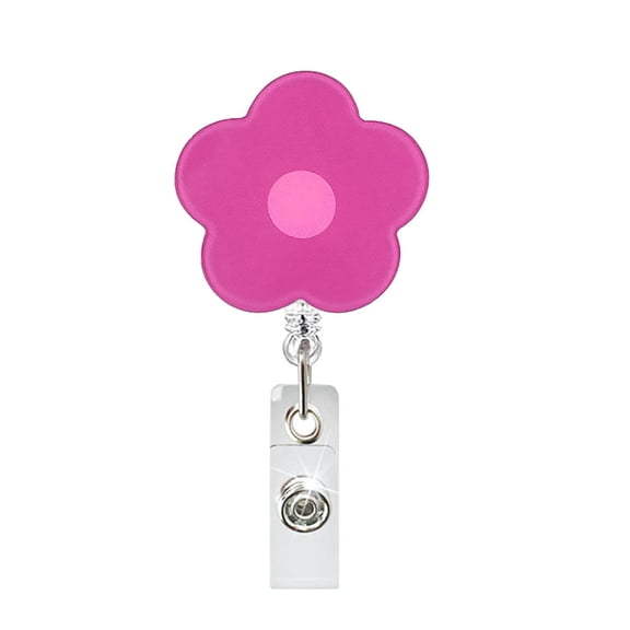 Acrylic Colorful Flower Badge Reel Retractable Alligator Clip ID Card Holder for Nurse Doctor Office Worker Teacher Student