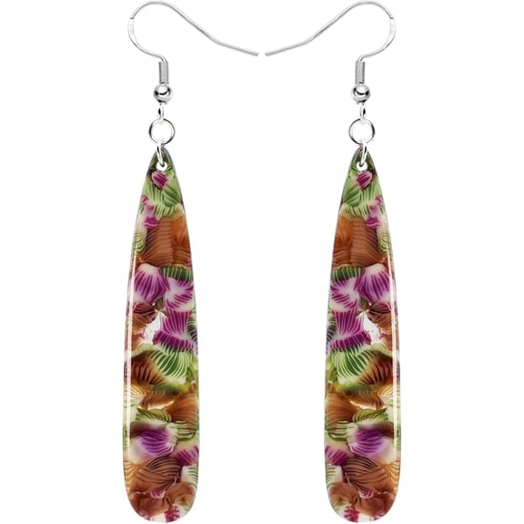 Acrylic Colorful Rectangle Dangling Earrings For Women, Cute Black White Red Green Orange Pink Purple Blue Yellow Drop Dangle Earrings For Women Trendy With Sterling Silver Hook[Z1]