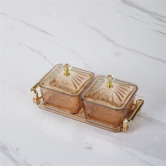 Acrylic Compartment Serving Tray With Lid Snack Plate For Coffee Table Fruit Storage Wedding Party Display And Home Entertaining