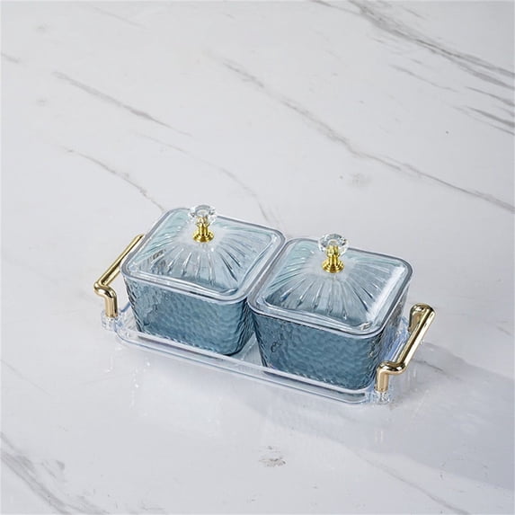 Acrylic Compartment Serving Tray With Lid Snack Plate For Coffee Table Fruit Storage Wedding Party Display And Home Entertaining