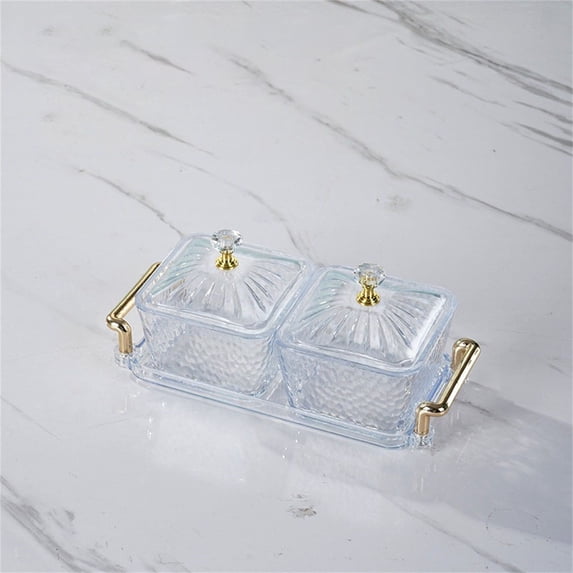 Acrylic Compartment Serving Tray With Lid Snack Plate For Coffee Table Fruit Storage Wedding Party Display And Home Entertaining