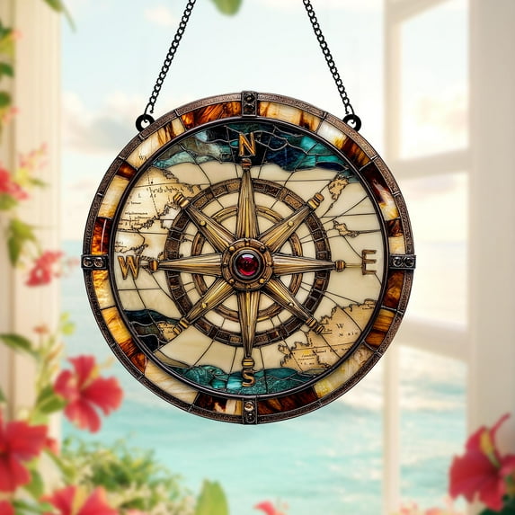 Acrylic Compass Rose Suncatcher fullxfull Vintage Nautical Window Decor for Coastal Homes and Ocean Lovers, Unique Sailing-Inspired Gift