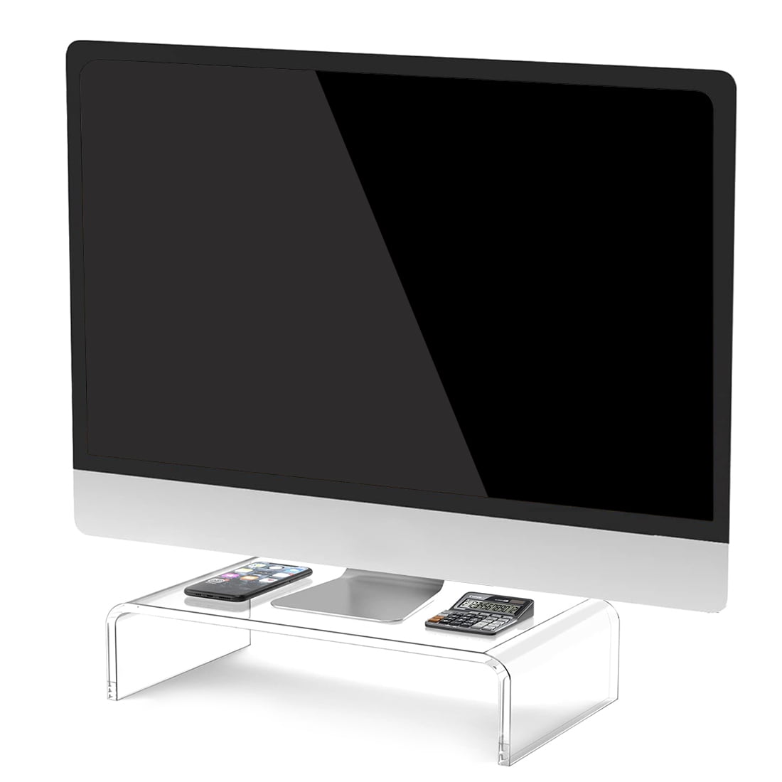 Untyo Acrylic Desktop Screen Stand, Laptop Riser with Extra Storage