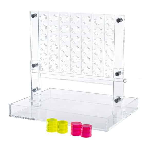 Trademark Games Acrylic 4 in a Row Game, Connect 4 Game for Kids and Adults (Pink/Yellow)