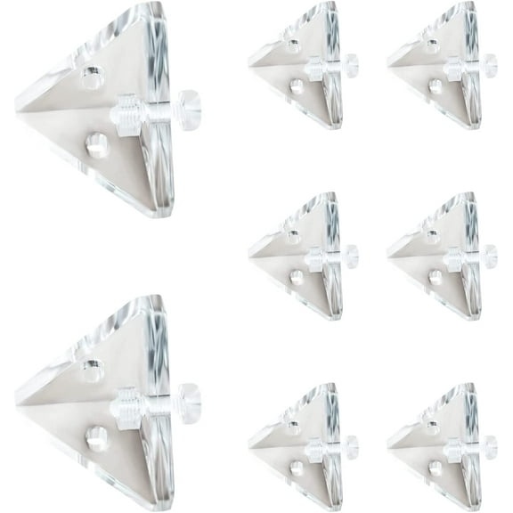 Acrylic Corner Bracket, 10pcs Clear 3-Hole Right Angle Joint Brace Brackets with Mounting Screws for Reinforcement, Connecting Furniture(21MM*21MM)