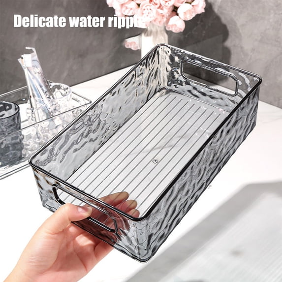 Acrylic Cosmetic Organizer Basket, Transparent Thick Storage Box with Compartments, Stackable Makeup Organizer for Desktop Vanity, Multifunctional Durable Storage for Brushes, Beauty Products