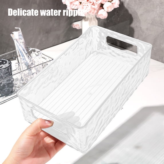 Acrylic Cosmetic Organizer Basket, Transparent Thick Storage Box with Compartments, Stackable Makeup Organizer for Desktop Vanity, Multifunctional Durable Storage for Brushes, Beauty Products