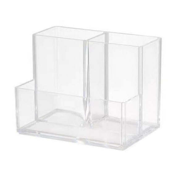 Acrylic Cosmetic Organizer (Three Compartment Holder, Brush Cup), 3-Compartment Acrylic Case Organizes Visibly, Clear Acrylic Pencil Holder Cup Makeup(#A), By Meiiso