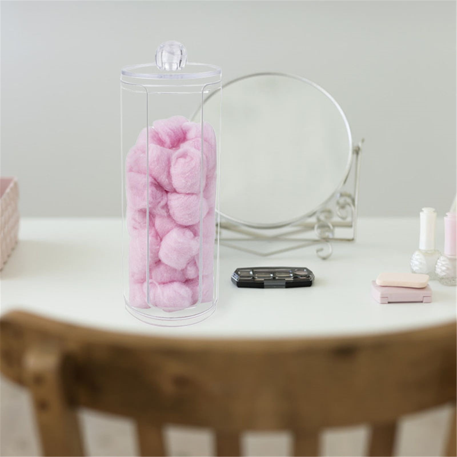 Housekeeping Pad Railing Acrylic Cosmetic Pad Dispenser Cylindrical Round Bottle for Organized ...
