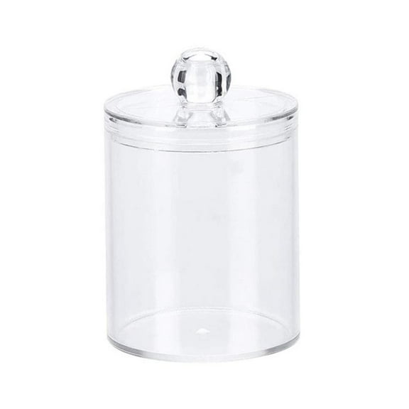 Acrylic Cotton Pad Storage Box, 10.5x6.8cm Round Transparent Organizer for Bathroom & Vanity, Small Item Holder