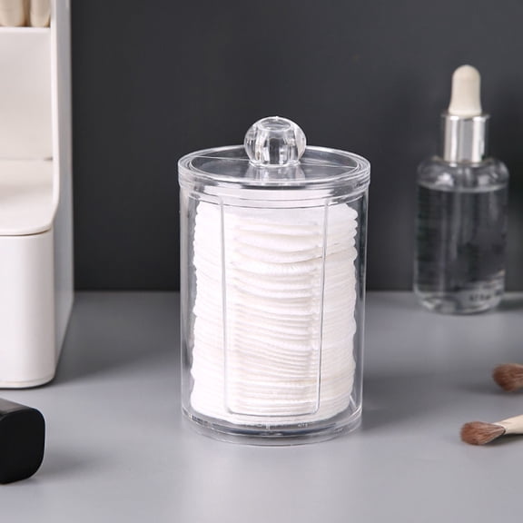 Acrylic Cotton Round Storage Box & Dispenser for Cosmetic Pads, Q-Tip Container, Clear Makeup Organizer