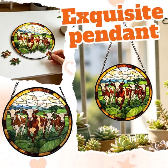 Acrylic Cows Suncatchers, Stained Glass Window Hangings Sun Catcher ...