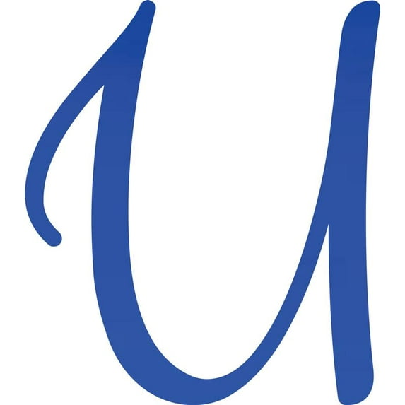 Acrylic Craft Letters, Lobby Sign U Script, 1'' Tall Transparent Dark Blue Alphabet