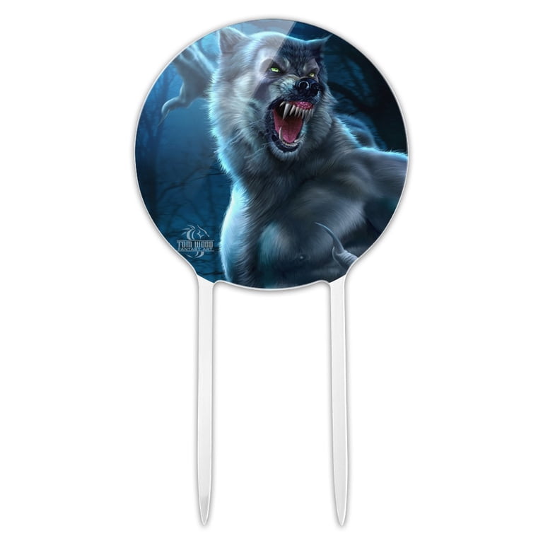 Werewolf Moon Happy Birthday Cake Topper - Wolf Roar At The Moon Happy Birthday Cake Topper - Cheer To Wild Animal Wolf Party Cake Topper - Boy's...