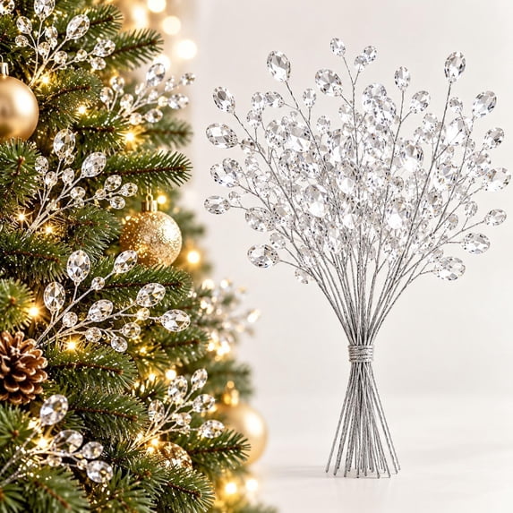 Drop Sept Acrylic Crystal Christmas Tree Picks, 6.5 Inch with Bead Drop 6.5 Inch ...