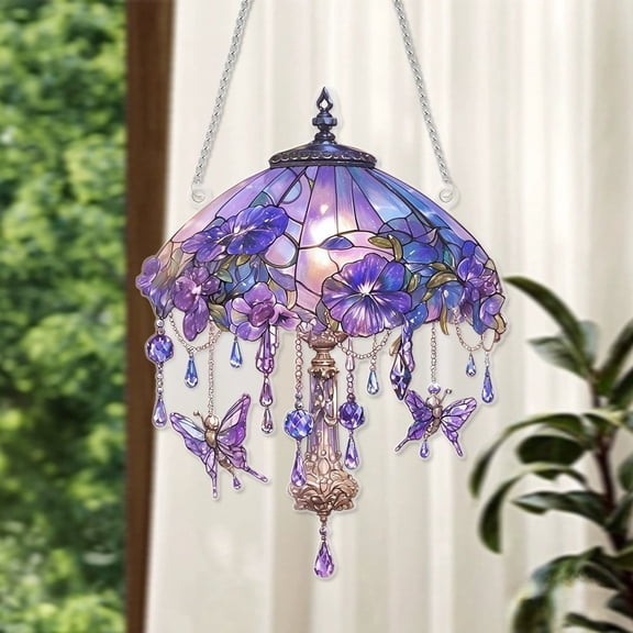 Acrylic Crystal Wind Chime Garden Decor, 2D Flat Window Catcher and Sun Catcher, Reflective Hanging Ornament for Indoor and Outdoor Spaces, Elegant Home Gift Idea