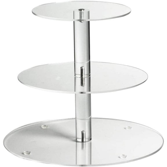 Acrylic Cupcake Stand, Clear Dessert Display Hoder Stand With Base for Wedding, Party, Baby Shower, Get-together, 3 Tier Round, Transparent(Round)
