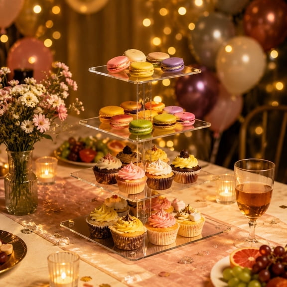 Acrylic Cupcake Stand, Tiered Dessert Display Tower Stable Cake Display Rack Holds Up To 50 Cupcakes With Elegant Presentation Design, For Weddings Birthdays Parties Bakery Events