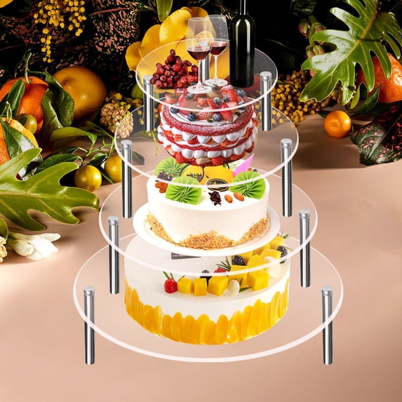 Acrylic Cupcake Stand Tower with Clear Cover, Round Dessert Display Rack for Weddings, Birthdays and Parties