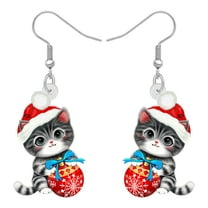 Acrylic Cute Christmas Cat Earrings Pets Animals Dangle Jewelry For Women Charm Holiday Party Gifts