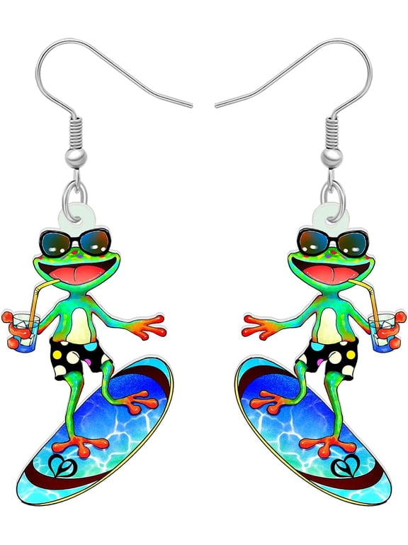 Acrylic Cute Guitar Frog Earrings Dangle Drop Funny Jewelry For Women Weird Gifts[Z1]