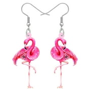 NEWEI Acrylic Cute Pink Flamingo Earrings Tropical Birds Fashion Dangle Jewelry For Women Gilrs Charm Gifts