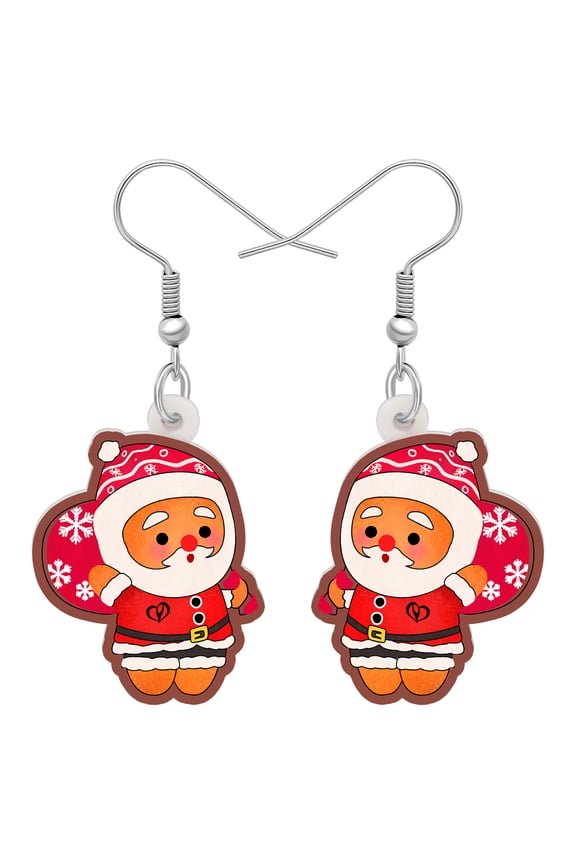 Acrylic Cute Santa Gingerbread Man Earrings Cookies Dangle Jewelry For Women Christmas Charms Gifts