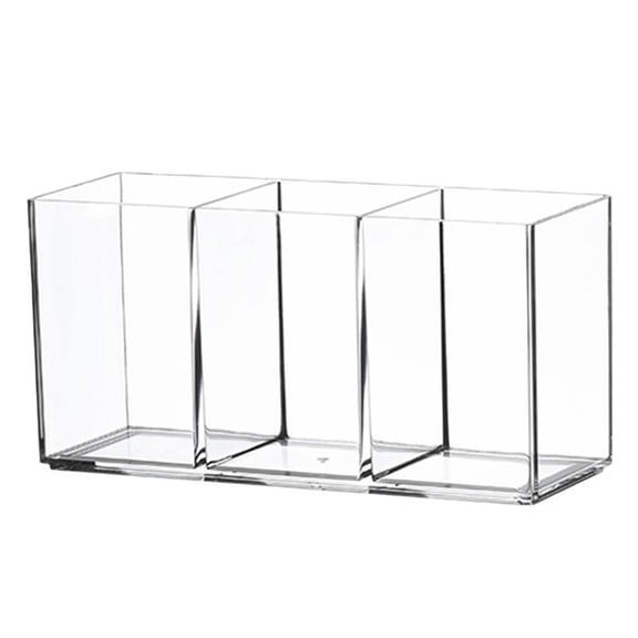 Acrylic Cutlery Organizer 3 Clear Utensil Storage Caddy for Kitchen Countertop Holds Forks Spoons, 18x9 cm, White
