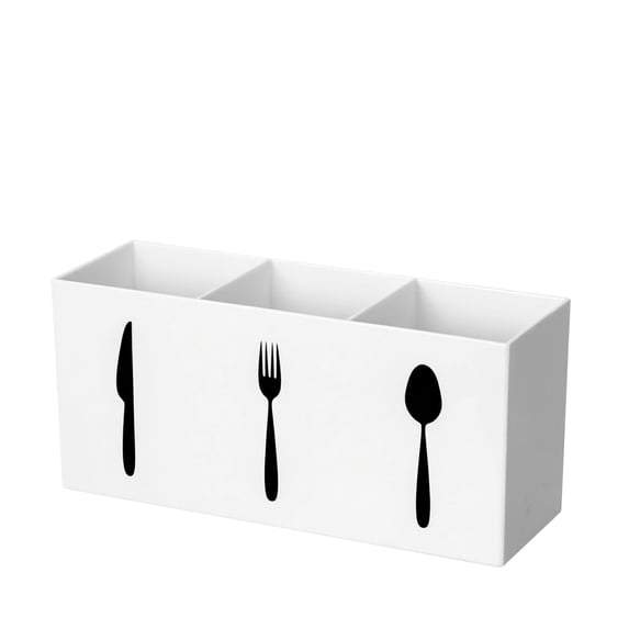 Acrylic Cutlery Storage Organizer Bin Silverware Caddy Countertop Knife Spoon and Fork Holder Kitchen 3 Section Tableware Storage Box for Cabinet Indoor Home Flatware Dining Room