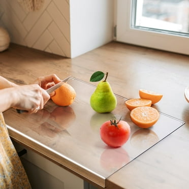 Acrylic Cutting Board with Counter Lip, 17.5x13.5 Inch Clear Cutting Boards for Kitchen Counter, Large Cutting Board Non Slip for Countertop Protector, Apartment Essentials Kitchen
