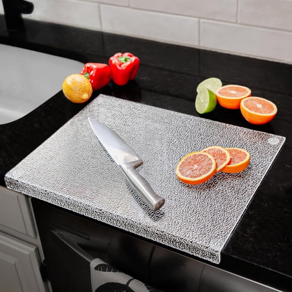 Acrylic Cutting Board with Counter Lip, Clear Acrylic Glass Corner Cutting Boards for Kitchen, Non Slip Chopping Board for Countertop, (15.8*11.8*0.2 inch)