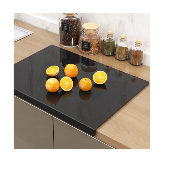 Acrylic Cutting Board with Counter Lip, Extra Thick Durable BPA Free Kitchen Cutting Board for Countertop Protection, Safe Easy to Clean, Ideal for Home Chefs and Professional Kitchens, Black