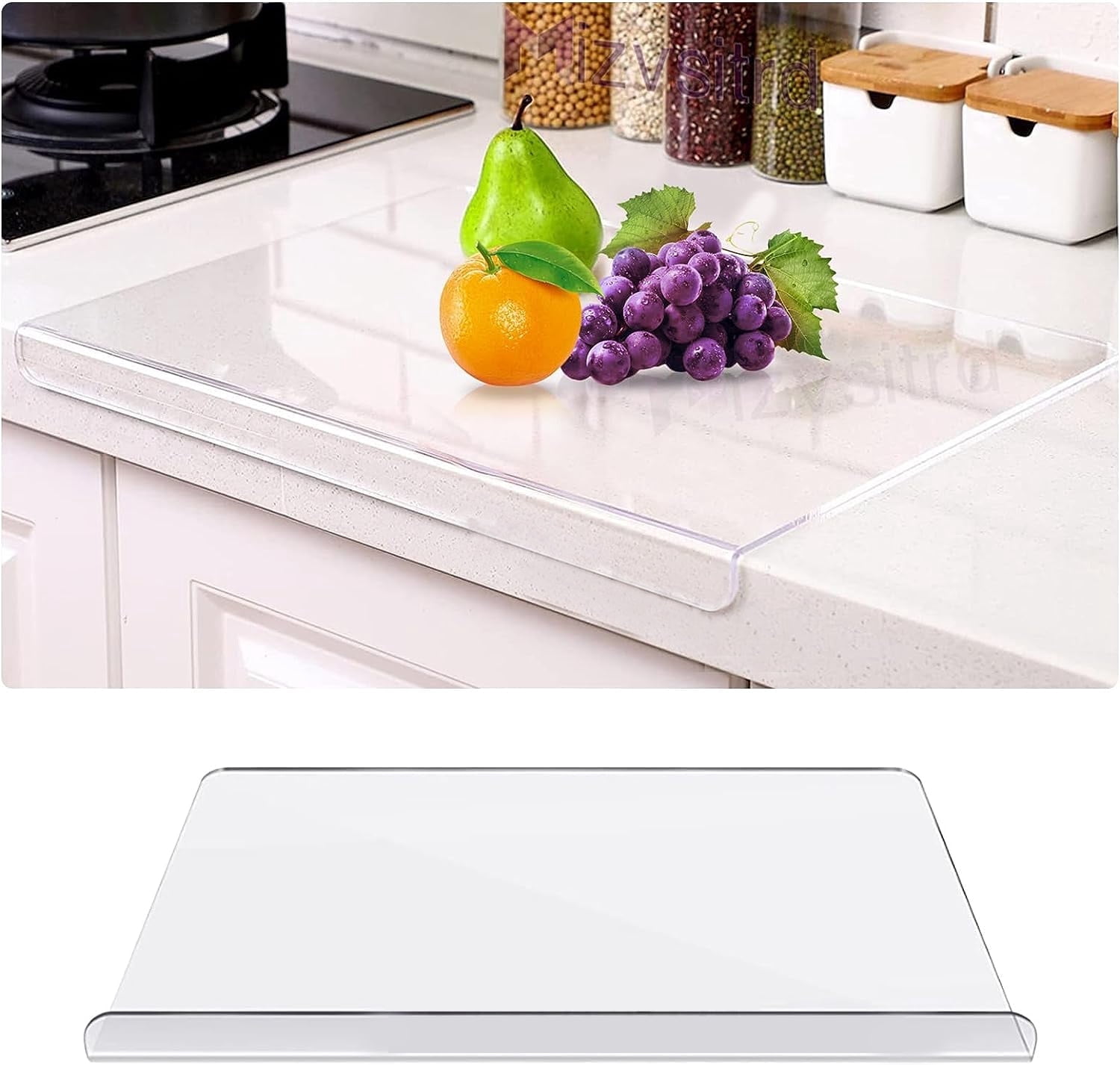 Acrylic Cutting Board with Lip Non Slip Clear Cutting Board Chopping Acrylic Countertop Protector Cover Shatter Resistant for Home Restaurant Kitchen Sink Stove (14x 18 Inch)