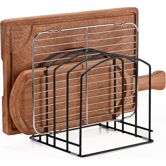5-Slot Cutting Board Organizer, Bakeware and Kitchen Cabinet Organizer for Baking Trays Cookie Sheets (1pc 5 Slot two size)